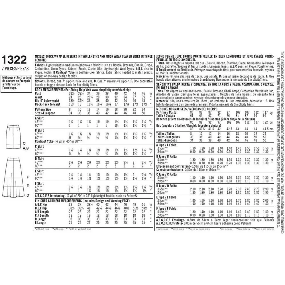 Simplicity 1322 sewing